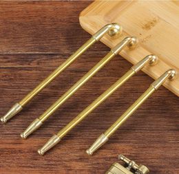 Smoking Pipes Brass One Breath Fragrant Small Pipe Cigarette Rod Men's Old Style Metal Cigarette Rod Dry Tobacco Bag Pot Traditional Straight Dry Tobacco Gun