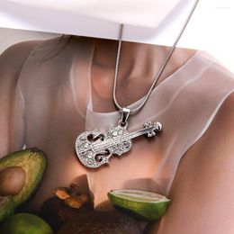 Pendant Necklaces Z Selling White Rhinestone Guitar Necklace XL-018