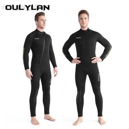 Wetsuits Drysuits Wetsuit 5mm Neoprene Men's Diving Suit Scuba Spearfishing Surfing Warm One-piece Long-sleeved Swimsuit for Men HKD230704