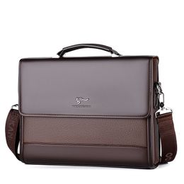 Briefcases Male Handbags Pu Leather Men's Tote Briefcase Business Shoulder Bag for Men Brand Laptop Bags Man Organiser for Documents 230703