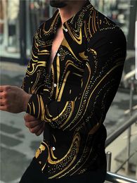 Herrenhemden, Partyhemd, luxuriöser Golddruck, hochwertiges Langarm-Oberteil, Business-Casual, schwarzer Smoking, Ball-Social-Cardigan