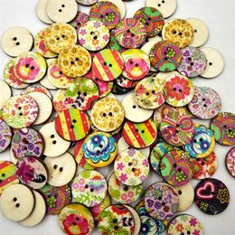 Wooden Buttons vintage paint 15 20 25mm 2 holes for handmade Gift Box Scrapbooking Crafts Party Decoration DIY Sewing draw223s