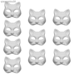 10Pcs DIY Paintable Mask Lightweight Durable Cosplay Prop Masquerade Mask Cat Face Mask L230704