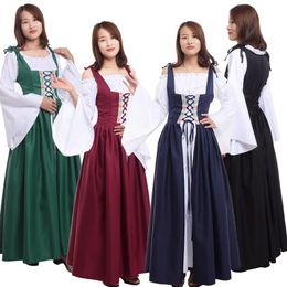 Medieval Halloween Costumes for Women Adult Renaissance Dresses Gowns Carnival Party Irish Victorian Corset Costume Cosplay Clothe281n