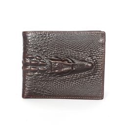 Crocodiile Embossed Genuine Leather Wallets for Men Slim Bussiness Genuine Leather Mens Bifold Wallet Vintage