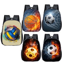 School Bags Cool basketball / footbally print backpack for 2-4 years old kids children school bags 12 inch mini toddler bag kindergarten bag 230703