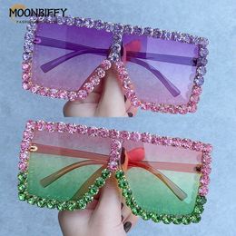 Sunglasses Frames Luxury Brand Oversize Women Purple Pink Shades Vintage 90s Square Sun Glasses Gradient Frame UV400 230704