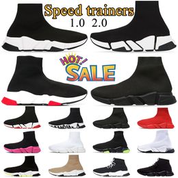 balenciaga sock shoes speed trainer  Slam Jam High Low Triple Black White Red Navy Blue Pink Mens Women Sport Sneakers 36-44