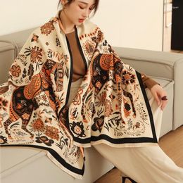 Scarves Fashion Floral Print Thick Blanket Winter Warm Scarf Women Cashmere Shawl Wraps Pashmina Stoles Bufanda Female
