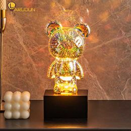 Lights LED Fireworks Bear Atmosphere Night Light Stepless Dimming Chargeable Lamp for Bedroom Room Decor Valentine's Daygift Party New HKD230704