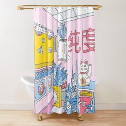 Jars Maneki Shower Curtain, Japanese Lucky Cat Maneki Neko Gold Coin Bathroom Bath Decor Polyester Fabric Shower Curtains with Hooks