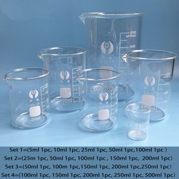 Drinkware Lid Highquality 1set Lab Borosilicate GLass beaker all sizes chemical Form 33 Glass with Graduation 230703