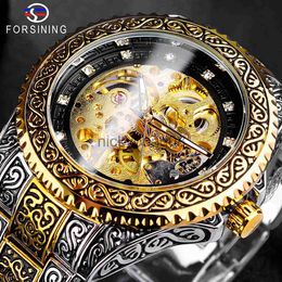 Wristwatches Forsining Mechanical Mens Men Wrist Luxury Diamond Stainless Steel Skeleton Automatic es Gold Relogio Masculino 0703