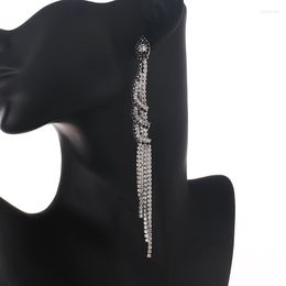 Dangle Earrings YFJEWE Crystal Drop Black And White Long Chain Tassel For Women Jewellery Brincos Gift E699
