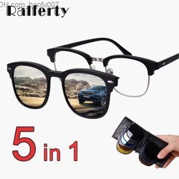 Sunglasses Ralferty Magnet Sunglasses Men Women Luxury Brand Male Polarised UV400 High Quality 5 in 1 Clip On Grade Glasses Frame Z230705