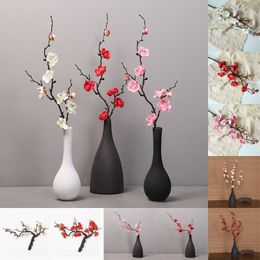 Dried Flowers Artificial Home Silk Flower Small Winter Plum Plant Blossom Cherry Red Chinese Style Wedding