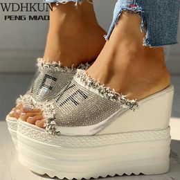 Crystals Ship est Drop Wedges High Heels Leisure Summer Sandal Woman Shoes Women Platform Mules Slippers 230703 6860