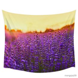 Tapestries Purple Lavender Tapestry Fantasy Flower Wall Hanging Cloth Romantic Floral Bedroom Living Room Decor Wall Blanket Tapestries R230704