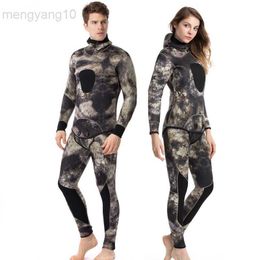 Wetsuits Drysuits 5 MM Camouflage Fish Hunting Suit Split Diving Suit For Men And Women Fishing And Hunting Semi-dry Wetsuit HKD230704