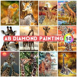 Trackers Ab Drills Diamond Painting 5d Giraffe Embroidery Animals Cross Rhinestones Art Handmade Hobby Gift Decor Wall Stickers