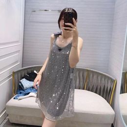 Designer Diamond Womens Casual Dresses Fashion Chain Tanks Ladies Elegant Letter Tops Blouses Women Sleeveless Sexy Casual Tank Tops Fashion Dresses Woman Clothes