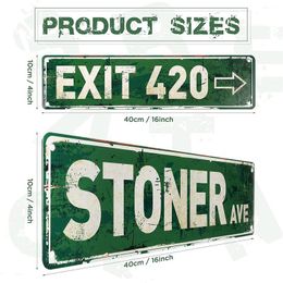 Curtains Exit 420 Sign Metal Sign Wall Exit Retro Street Plaque Tin Sign Posters Rustic 4 X 16 Inches Decor Stoner Ave Funny Wall Signs