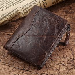 HUMERPAUL Short Wallet for Men Genuine Leather RFID Wallets with Card Holder Bifold Zip Coin Pocket billetera hombre Small