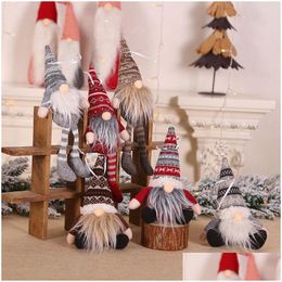 Christmas Decorations Hanging Doll Knitted Plush Gnome Tree Wall Pendant Xmas Kids Gifts Ornament Decor Drop Delivery Home Garden Fe Dhk2M