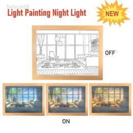 Lights USB Bedside LED Lighting Art Lamp Home Decor Sunshine Painting Night Light Creative Birthday Christmas Gift HKD230704