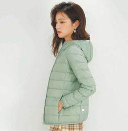 New 2023 LL Women's Yoga Short Thin Down Jacket Outfit Solid Colour Puffer Coat Sports Winter Outwear 15 Colours S-4XL