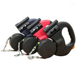 Dog Collars Automatic Retractable Traction Rope With Light One Tow Two Double-headed Device Outdoor Walking Chain