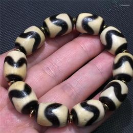 Loose Gemstones 220919-2 Fine Tiger Tooth Dzi Beads Bracelet 13mm 17mm Natural Agate Ji Powerful Amulet Collectible High Quality