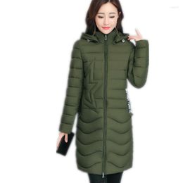 Women's Trench Coats Top 2023 Winter Women Down Jacket Female Hooded Slim Plus Size 4XL Medium-Long Cotton-Padded Q843