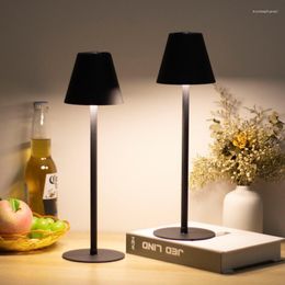 Table Lamps Restaurant Bar Rechargeable LED Lamp Study Reading Touch Cordless Light Metal Portable Bedroom Energy Saving Decor
