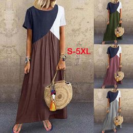 Casual Dresses Plus Size Summer 2023 Maxi Dress Loose Women Clothes O-neck Short Sleeve Beach Fashion Ladies Long Vestidos