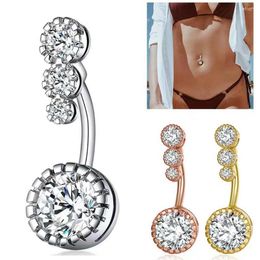 Zircon Crystal Belly Button Rings for Women Nombril Ombligo Navel Ring Surgical Steel Barbell Heart Round Body Piercing Jewellery