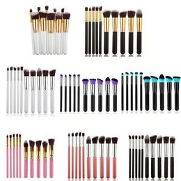 Kabuki Makeup Brushes 10pcs Professional Cosmetic Brush Kit Nylon Hair Wood Handle Eyeshadow Foundation Tools Free Shipping ZA2026 Gehla