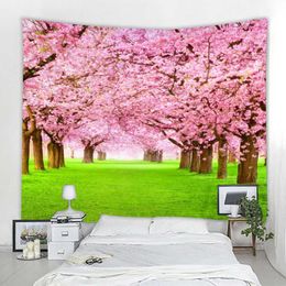 Tapestries Pink forest landscape decorative tapestry landscape decorative tapestry Home background decorative tapestry