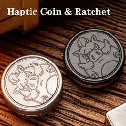Spinning Top YEDC Pig Coins Haptic Coin Ratchet Metal Magnetic Decompression Push Slider EDC Fingertip Gyro Fidget Adults Gifts 230703