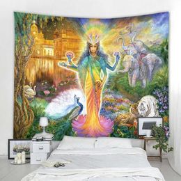 Tapestries Fantasy landscape decoration background tapestry curtains nordic mandala style home bedroom living room background