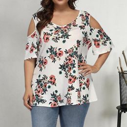 Women's Blouses Women Shirt Breathable Top Retro Print Short Sleeve Cool Shoulder Tops Summer Clothes