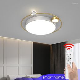 Ceiling Lights Modern For Bedroom Round Lamp With Remote Control Golden Living Room Study Loft Indoor Chandelier Decoration