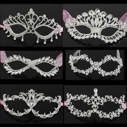 Women Girl Alloy Rhinestone Venetian Masquerade Mask Wedding Costume Party Mask For Ball Prom Show Cosplay Mardi Gras L230704