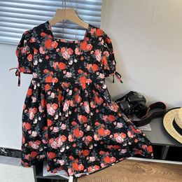 Girl Dresses 2023 Spring Light Luxury Fashion Girls Floral Dress Children's Versatile Princess Boutique Clothing Simple Style