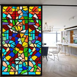 Baskets European Retro Church Painted Electrostatic Frosted Stained Glass Window Film Pvc Static Adhesive Church Home Foil Stickers