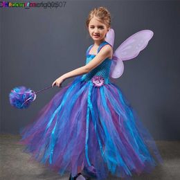 Girl's Dresses Fairy Princess Girls Tutu Dress with Wings and Wand Kids Birthday Party Pageant Ball Gown Purim Carnival Vestidor Robe Infantil Z230704