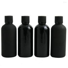 Storage Bottles 10pcs 100ml Frost/Smooth Black Essential Oil Glass With Plastic Cap 100cc E Liquid Reagent Pipette Bottle Skincare Vial