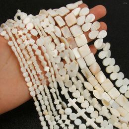 Beads Natural White Shell Bead Love Heart Star Clover Square Round Shape Mother Of Pearl Loose Spacer For Jewelry Making Finding