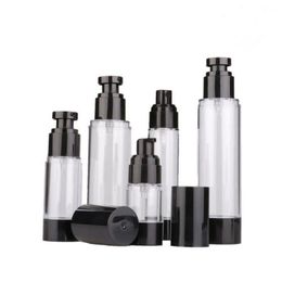 15ml 30ml 50ml 80ml 100ml 120ml Empty Black Airless Pump Dispenser Bottle Refillable Lotion Cream Vacuum Spray Bottle Atomizer F2469 Jvflf
