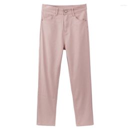 Women's Shorts Pink Jeans For Women Spring And Autumn High Waist Loose Wide Leg Pants Straight Slimming Mop Trousers